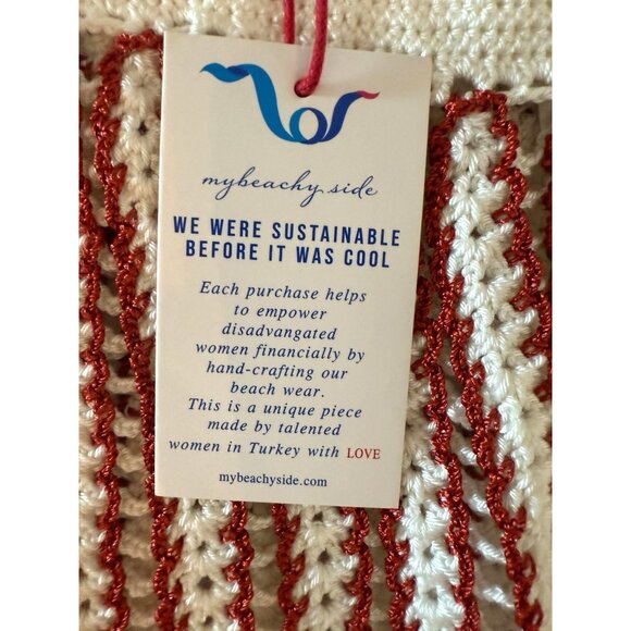NWT My Beachy Side Hand-Crochet Elastic Waist Pants Gold Flame Size S - Picture 3 of 9